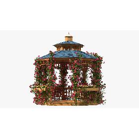 3D Gazebo Covered with Pink Rose model